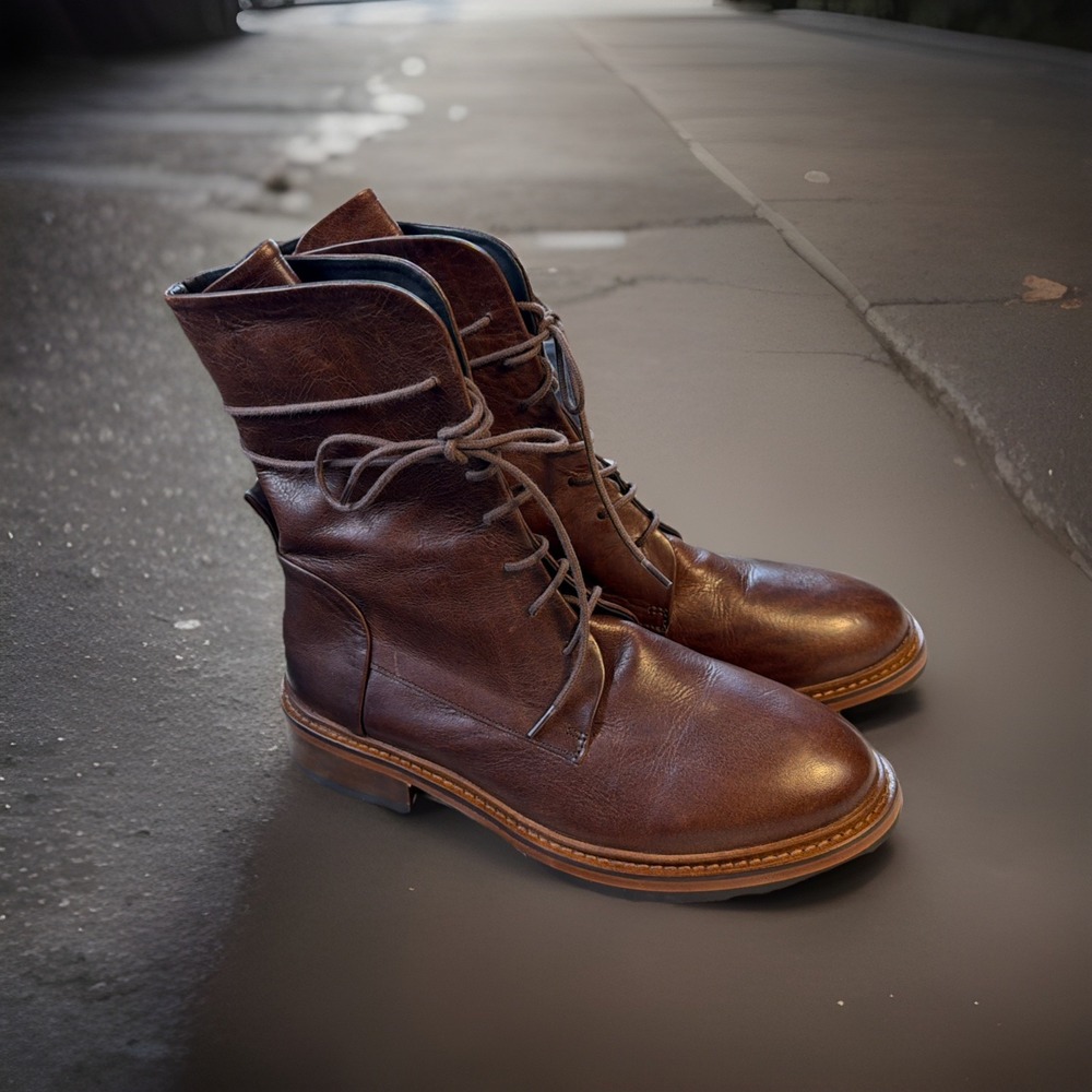 P. Monjo GARMENTORY Combat Handmade Boots Sz 39 Classic Brown NWT Made In SPAIN